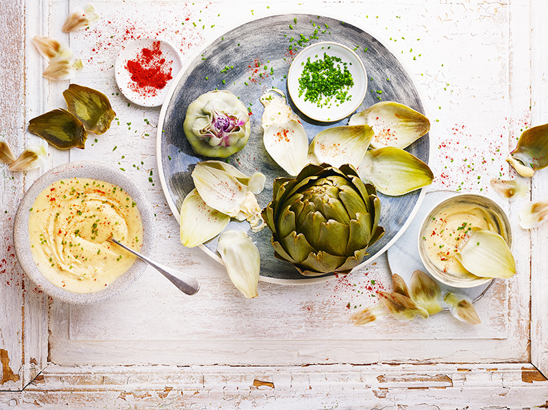 Artichaut vinaigrette au Comté