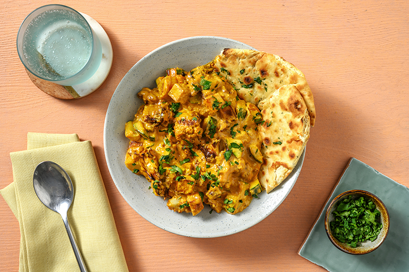 Korma indien de courgette chou-fleur
