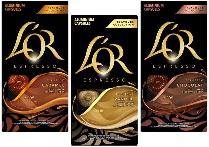 L’OR Espresso saveurs Caramel, Chocolat, Vanille