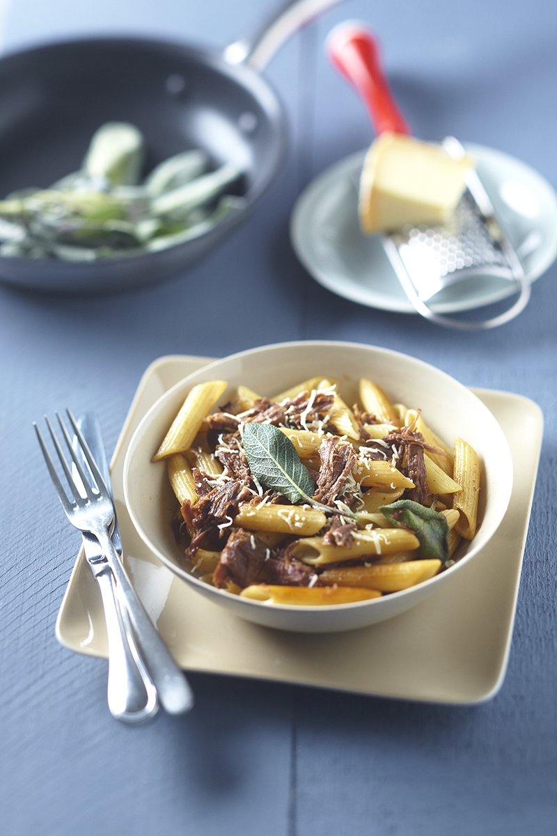 Penne au bœuf beurre de sauge