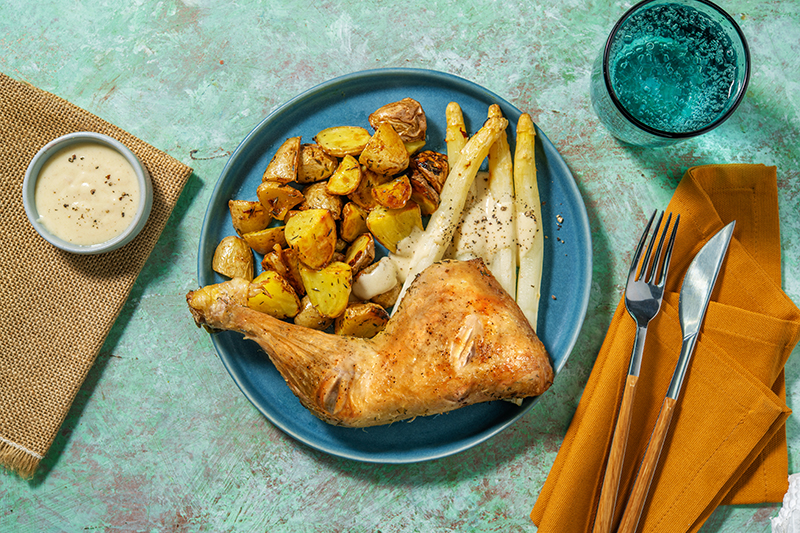 Poulet, asperges béchamel