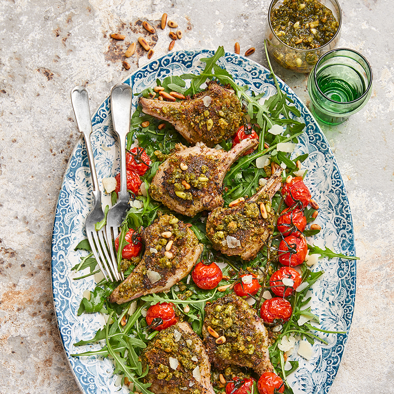 Côtes d’agneau croûte de pesto