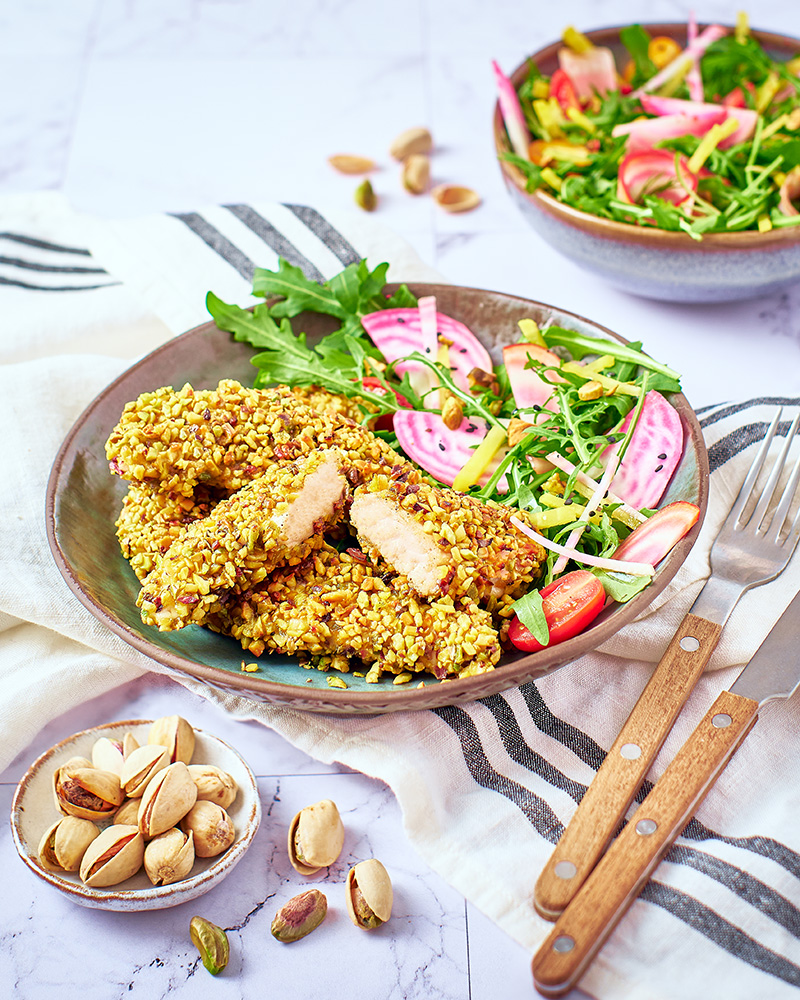 Croquettes de poulet panées pistache