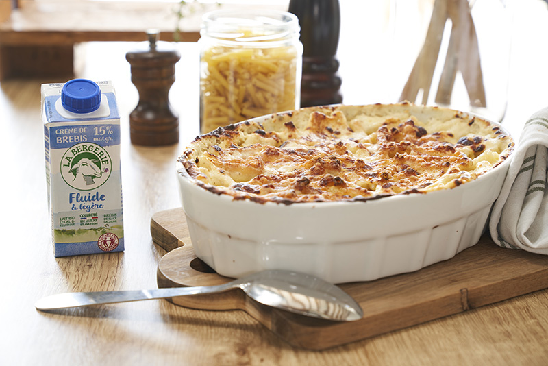 Gratin de macaroni crème de brebis