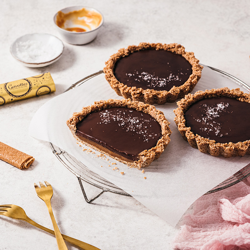 Tartelettes croustillantes chocolat caramel Crêpes Dentelle nature Gavottes