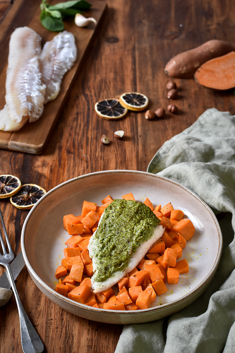 Filet d’églefin pesto de menthe citron noir