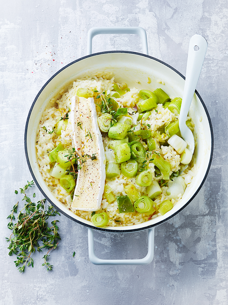 Risotto crémeux de poireaux Brie 