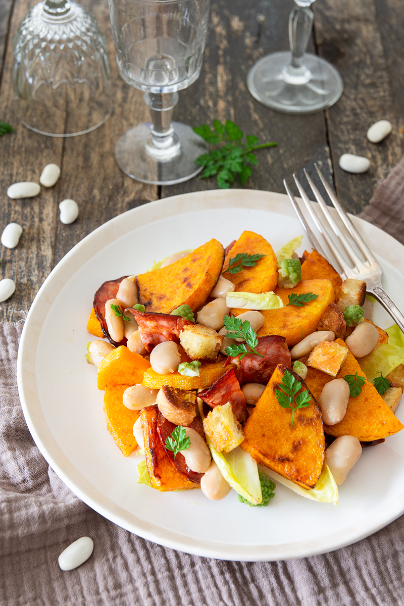 Salade chaud-froid Haricots Tarbais butternut chorizo