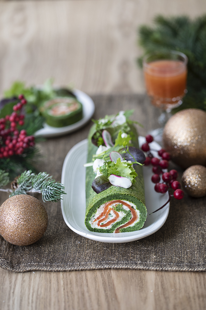 Bûche aux épinards Florette, saumon, fromage ail et fines herbes, ciboulette