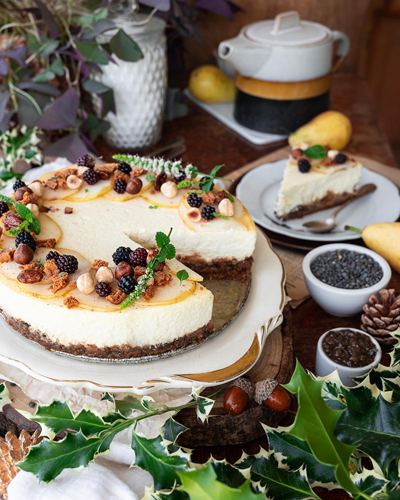 Cheesecake crème de lentilles confites & poire
