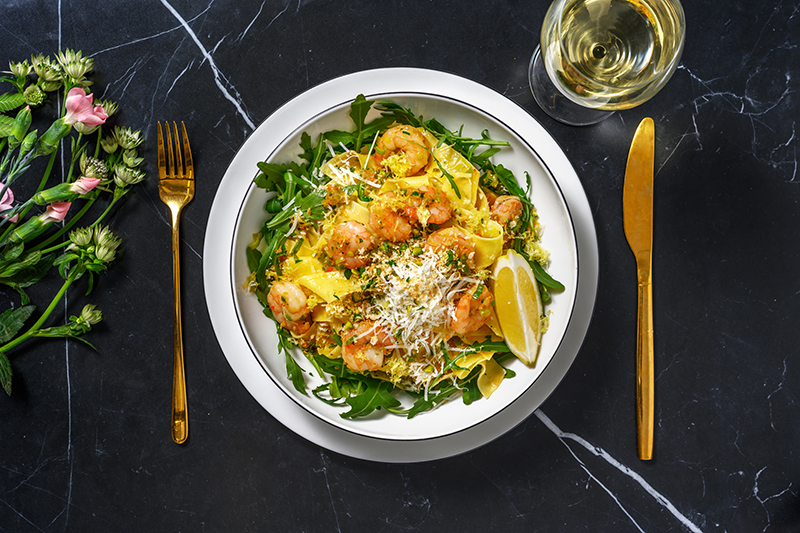 Pappardelle crevettes et beurre à l’ail