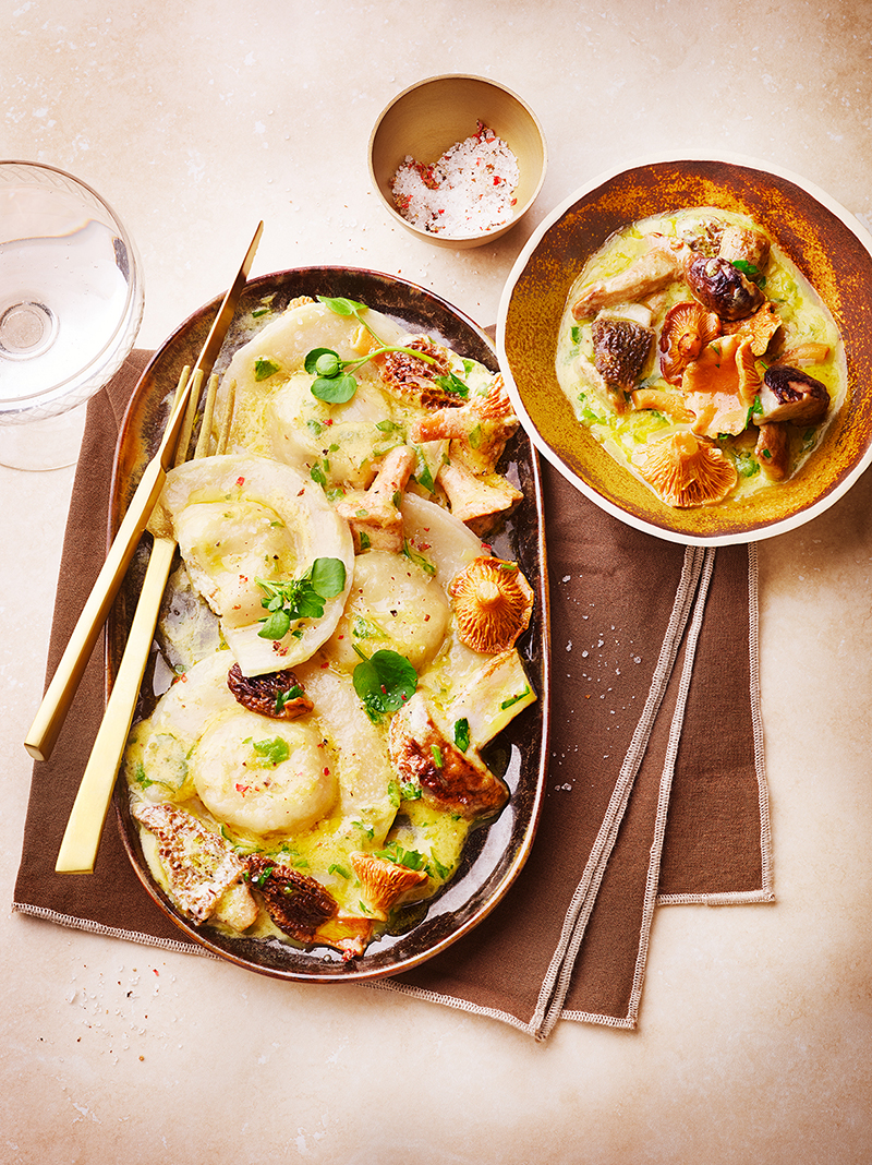 Ravioles de Brocciu crème de champignons sauvages