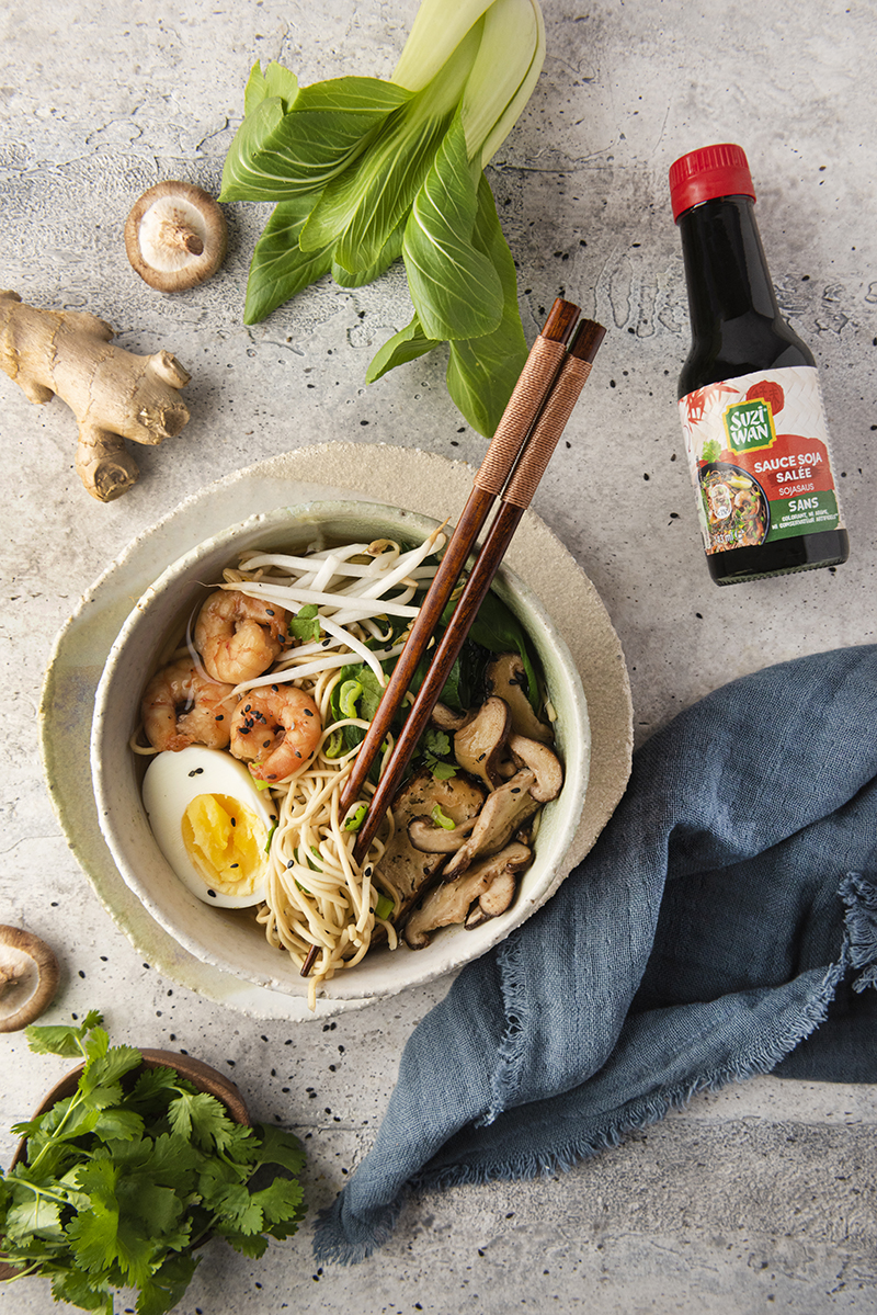 Bowl ramen crevettes petits légumes
