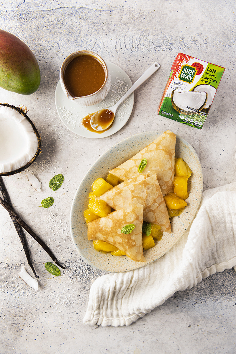 Samossas de crêpes mangue et caramel coco