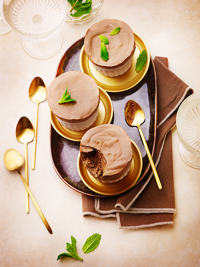 Soufflés glacés menthe-chocolat
