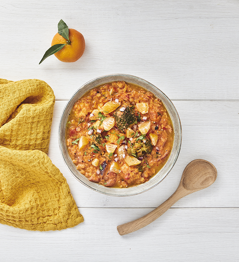 Soupe de lentilles corail clémentines de Corse IGP