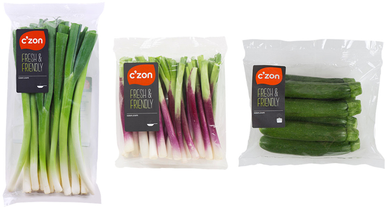 Jeunes pousses d'oignons, mini courgettes