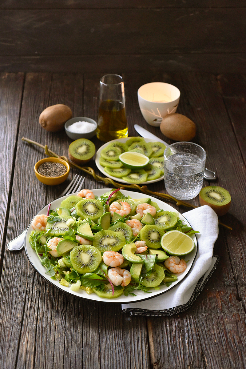 Salade aux Kiwis de l’Adour IGP et crevettes