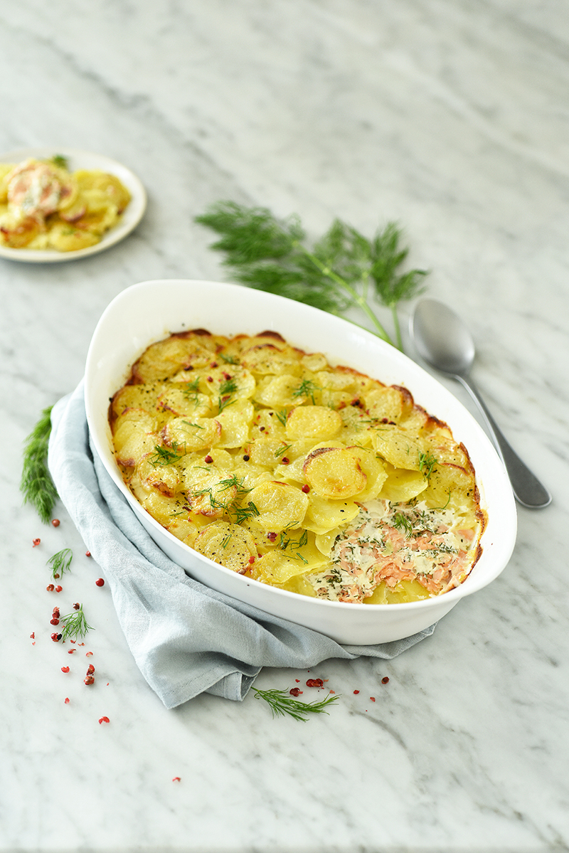 Gratin Ratte du Touquet deux saumons