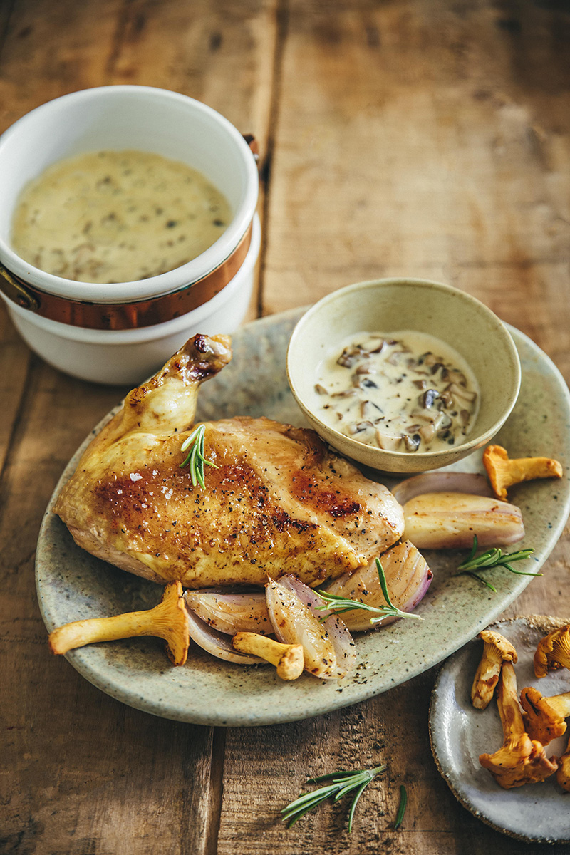 Suprêmes de volaille, sauce champignons