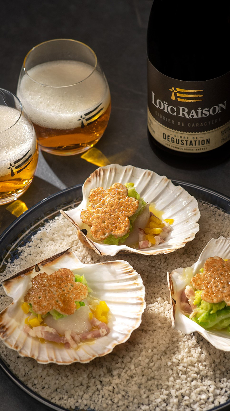 Saint-Jacques coquille, lard chou fumé