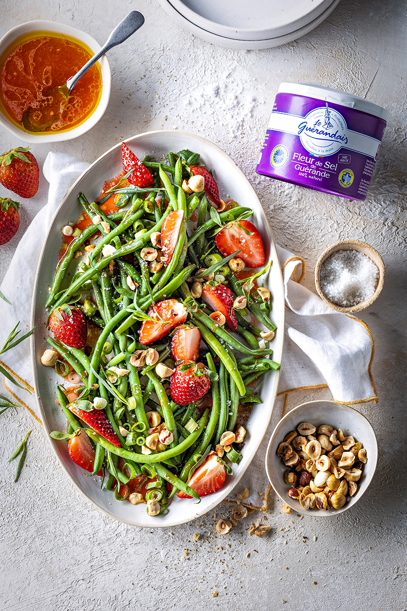 Salade haricots verts vinaigrette fraises