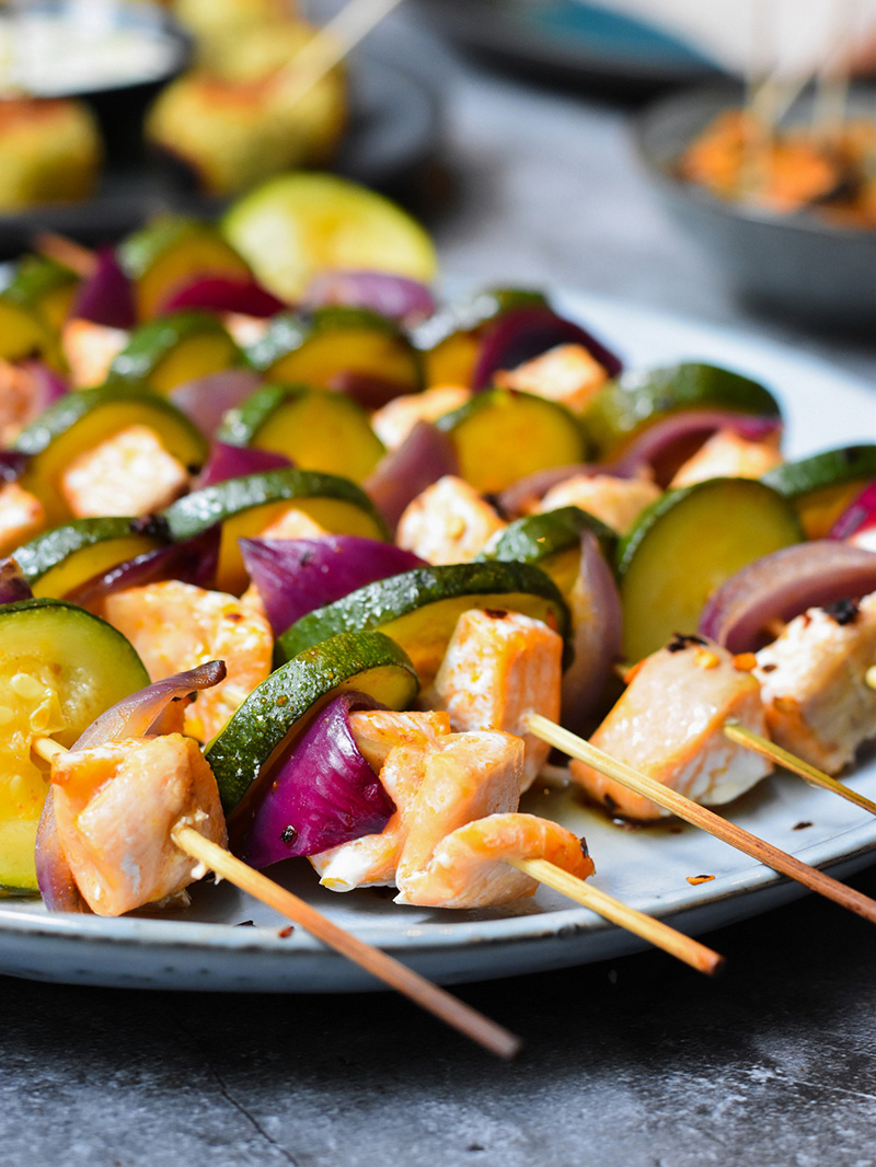 Brochettes truite marinée