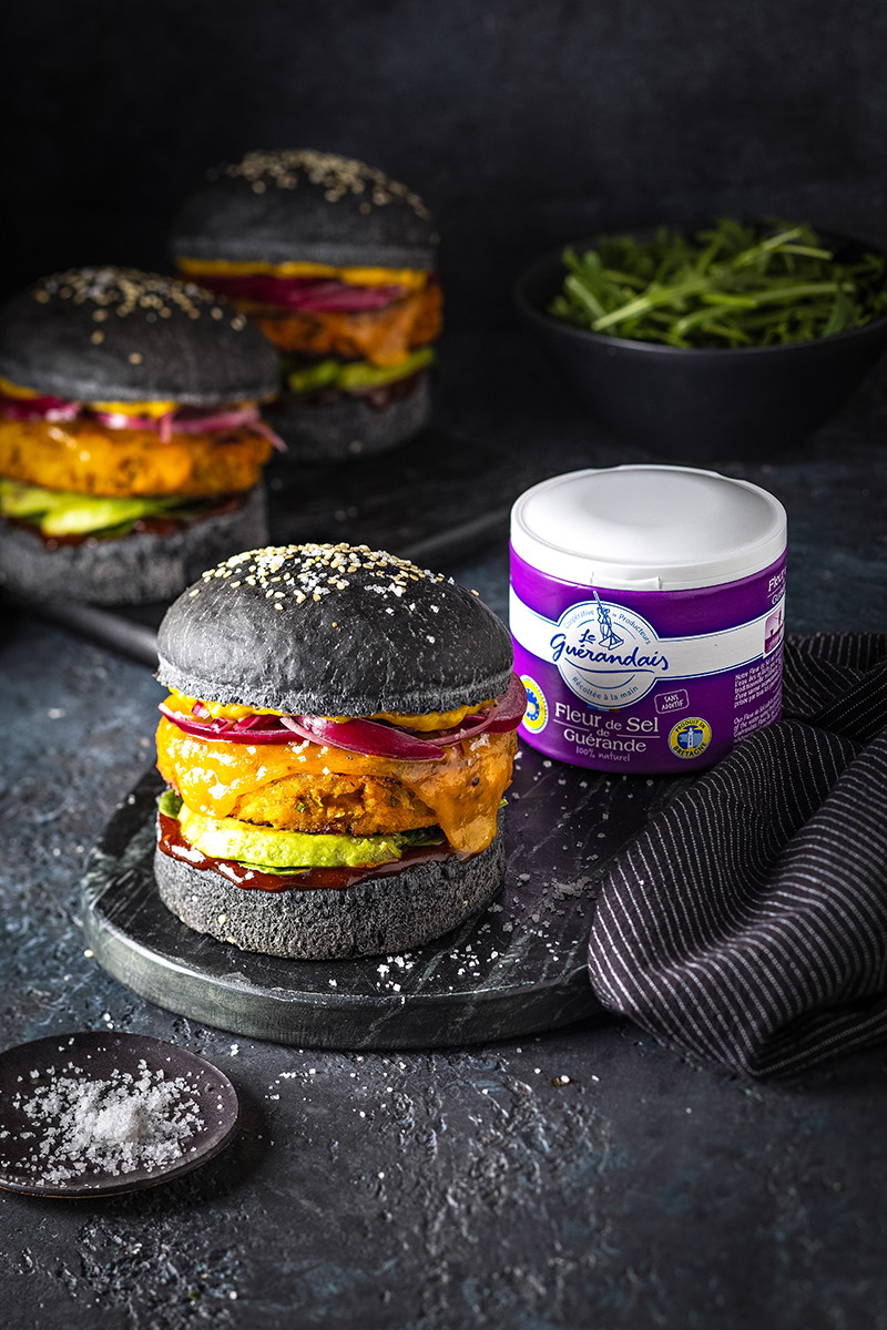 Burger noir veggie patate douce