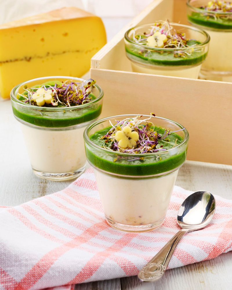Panna cotta Morbier AOP, crème petit pois