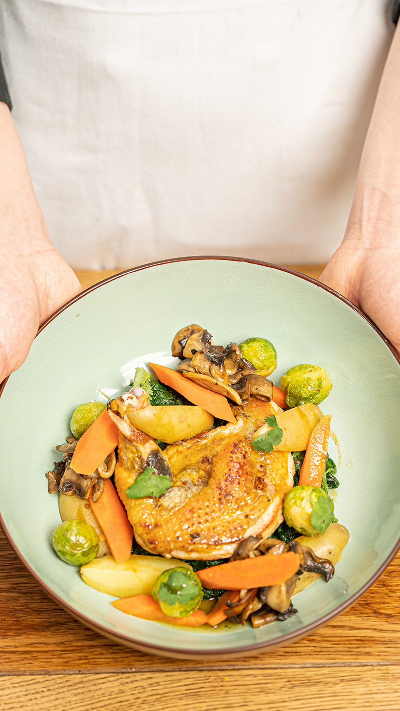 Suprême de pintade jardinière de légumes
