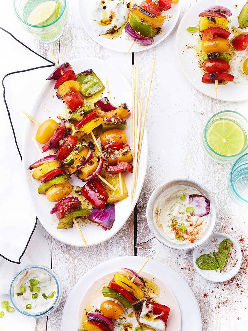 Brochettes de poivrons, sauce  yaourt