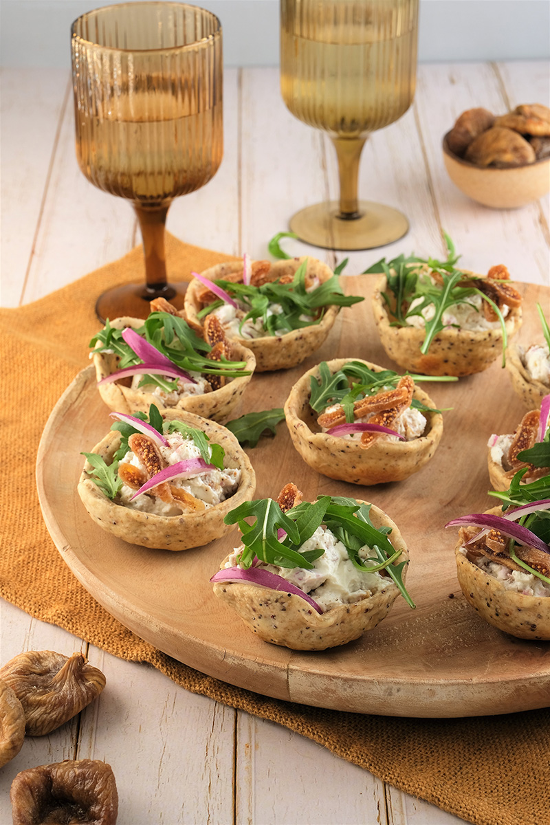 Mini cup, chèvre, figue, roquette