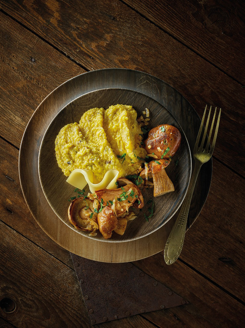Polenta crémeuse cèpes et Beaufort