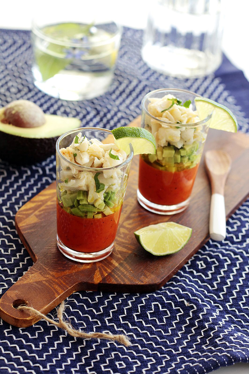 Verrine d’araignée à l’avocat et piquillos