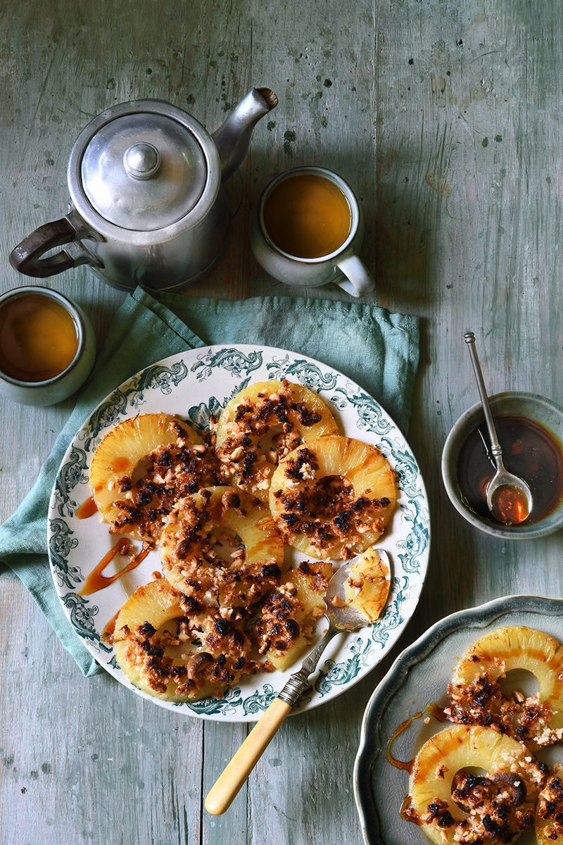 Crumble d’ananas rôti caramel vanillé beurre salé