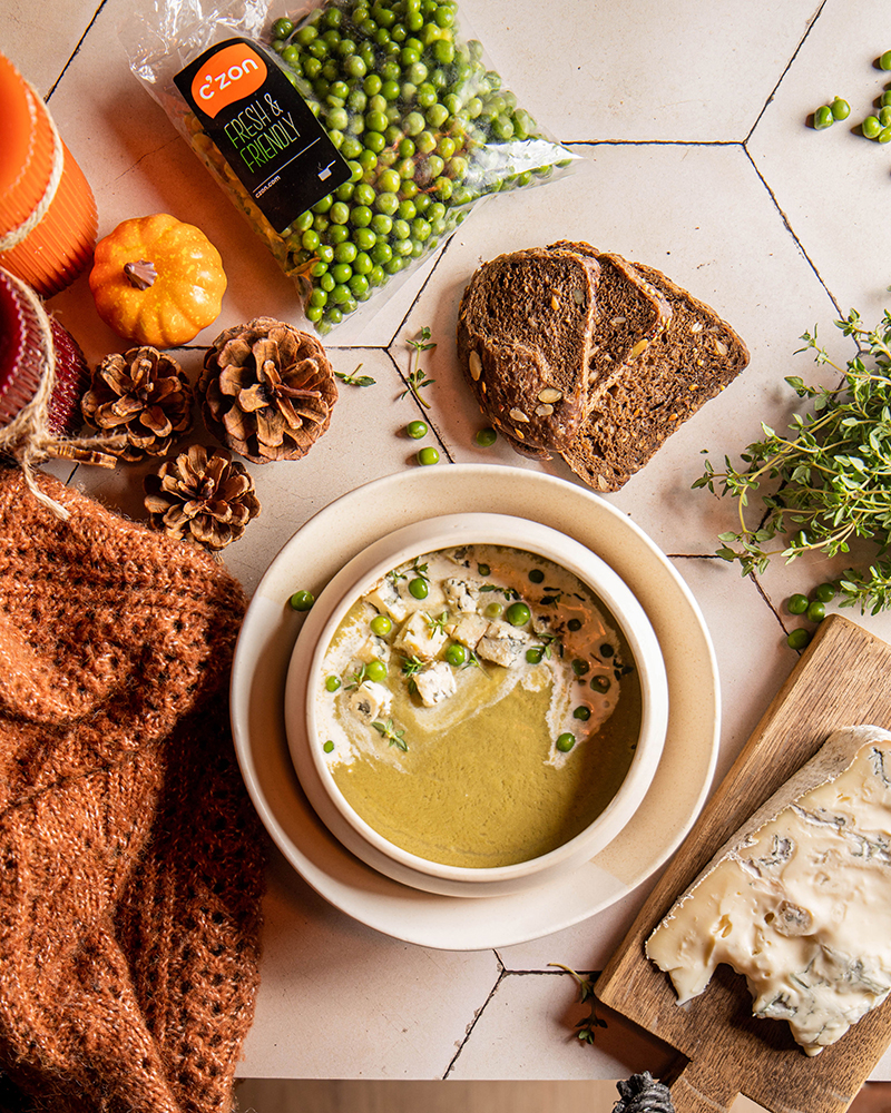Soupe petits pois Gorgonzola 