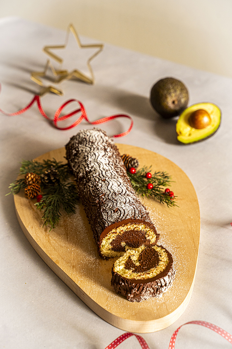 Bûche de Noël à l’avocat chocolat