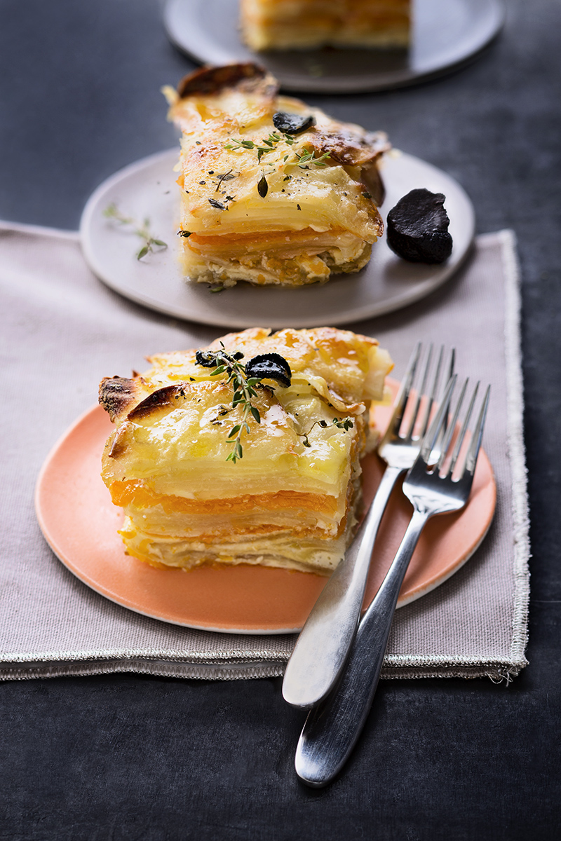Gratin de pommes de terre potiron truffe noire