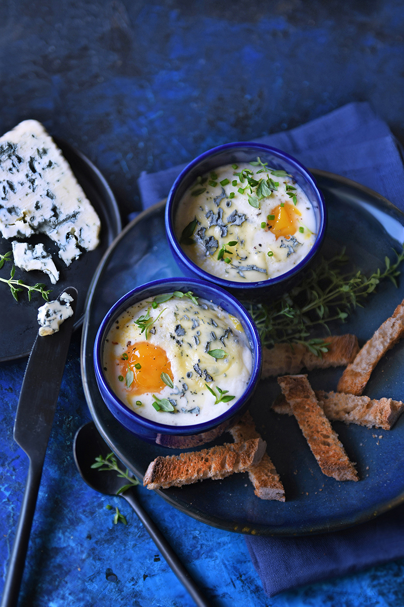 Œufs cocotte bleu des Causses