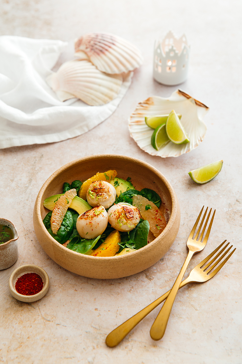 Salade noix de Saint-Jacques agrumes