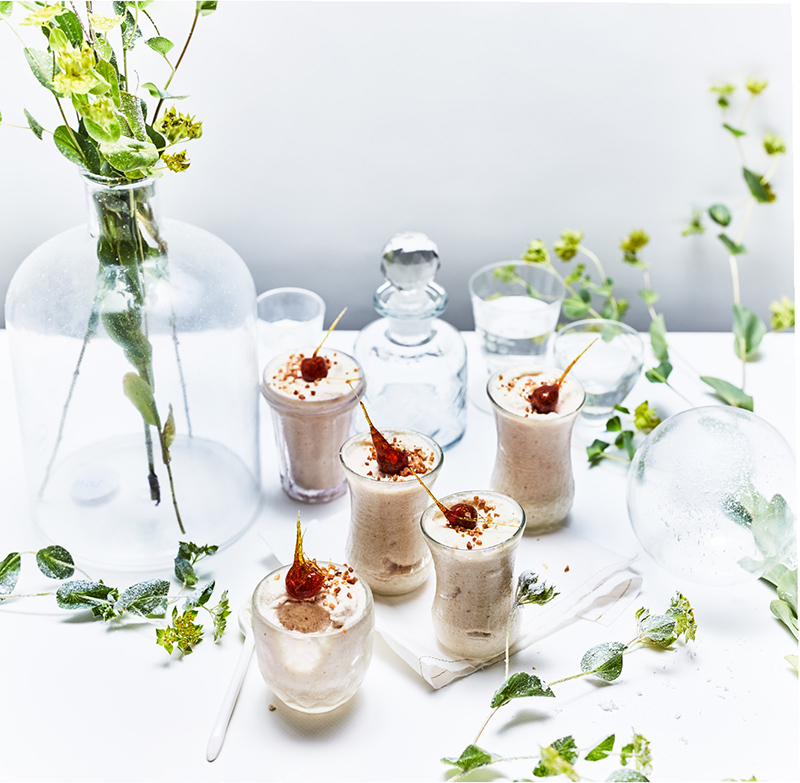 Mousse marron, noisettes caramélisées, pralin fleur de sel