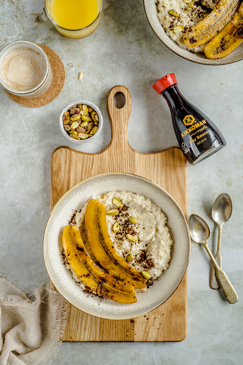 Porridge de millet banane caramélisée