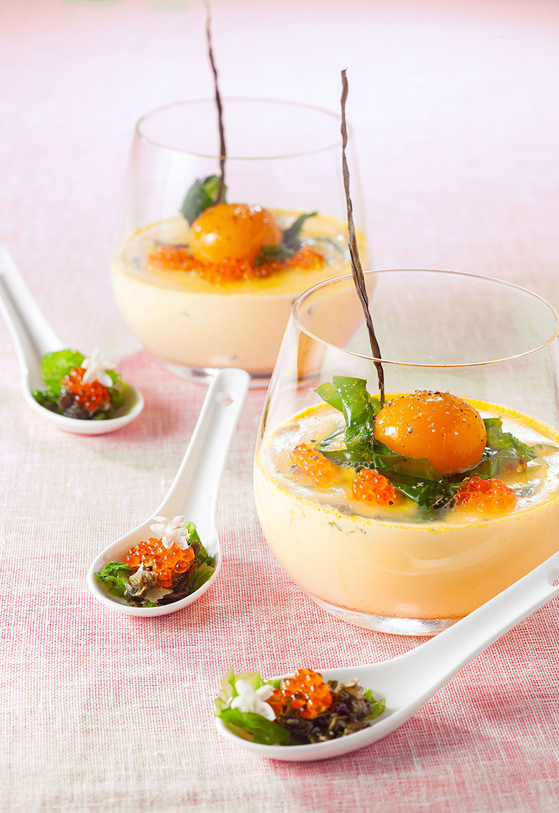 Verrines jaune d’œuf confit
