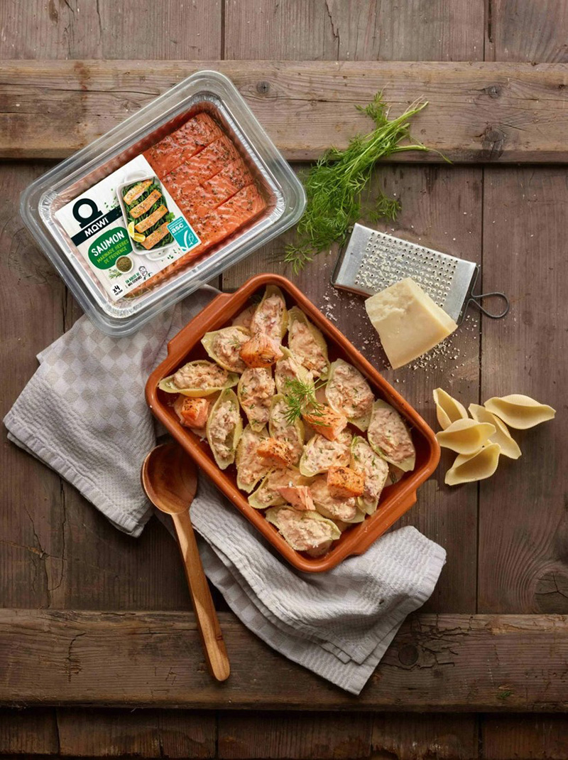 Conchiglionis farcis saumon mariné herbes de Provence