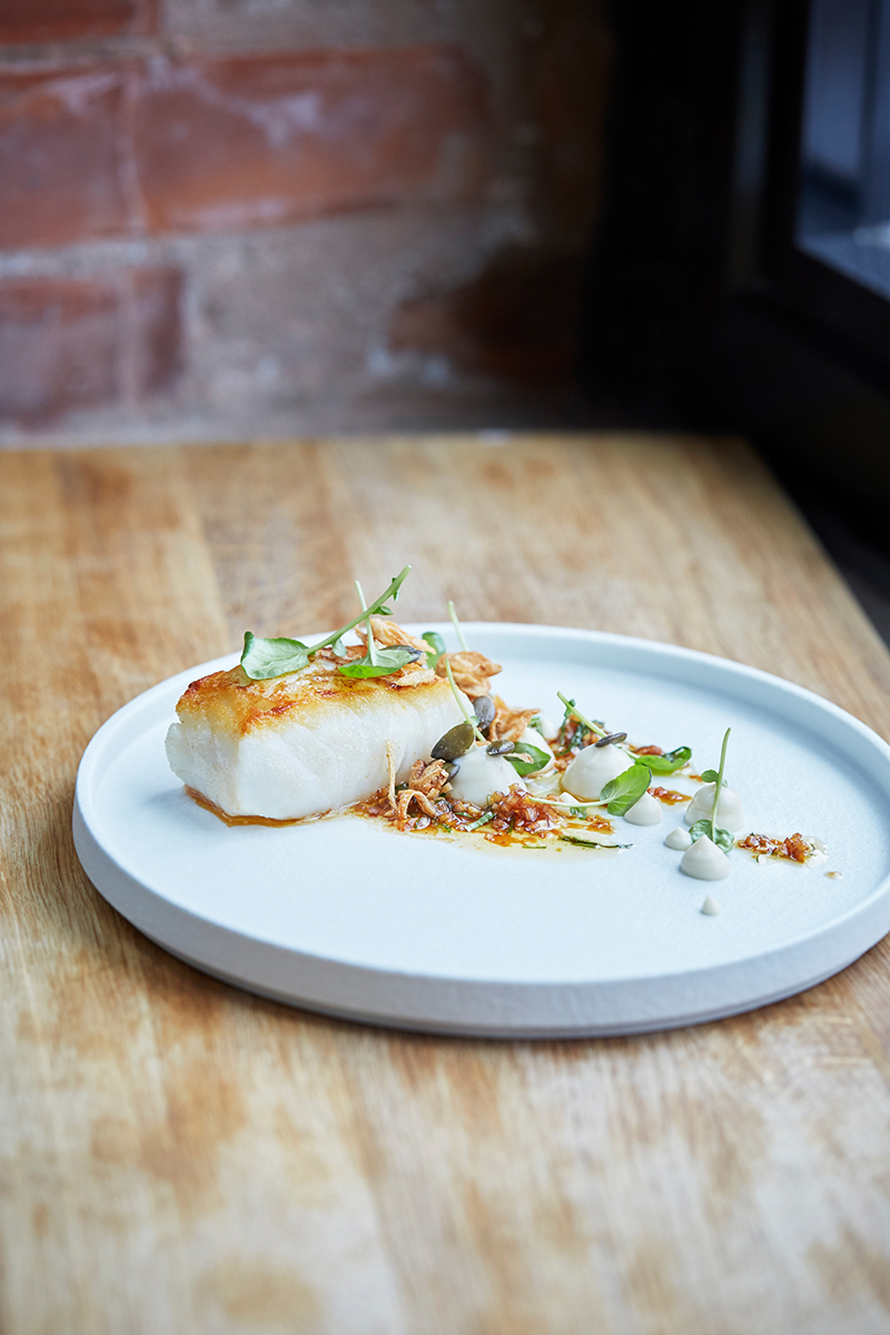 Skrei, crème chou-fleur beurre noisette