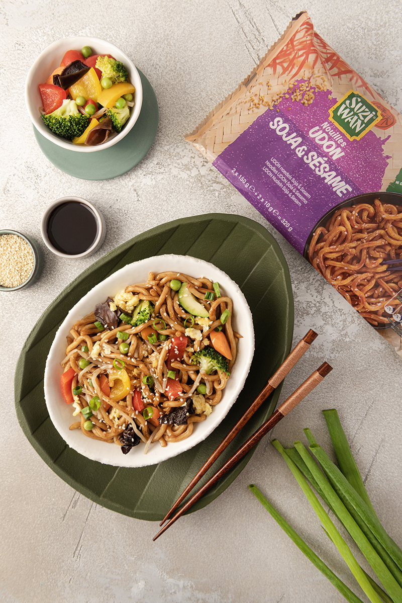Wok Nouilles Udon légumes croquants