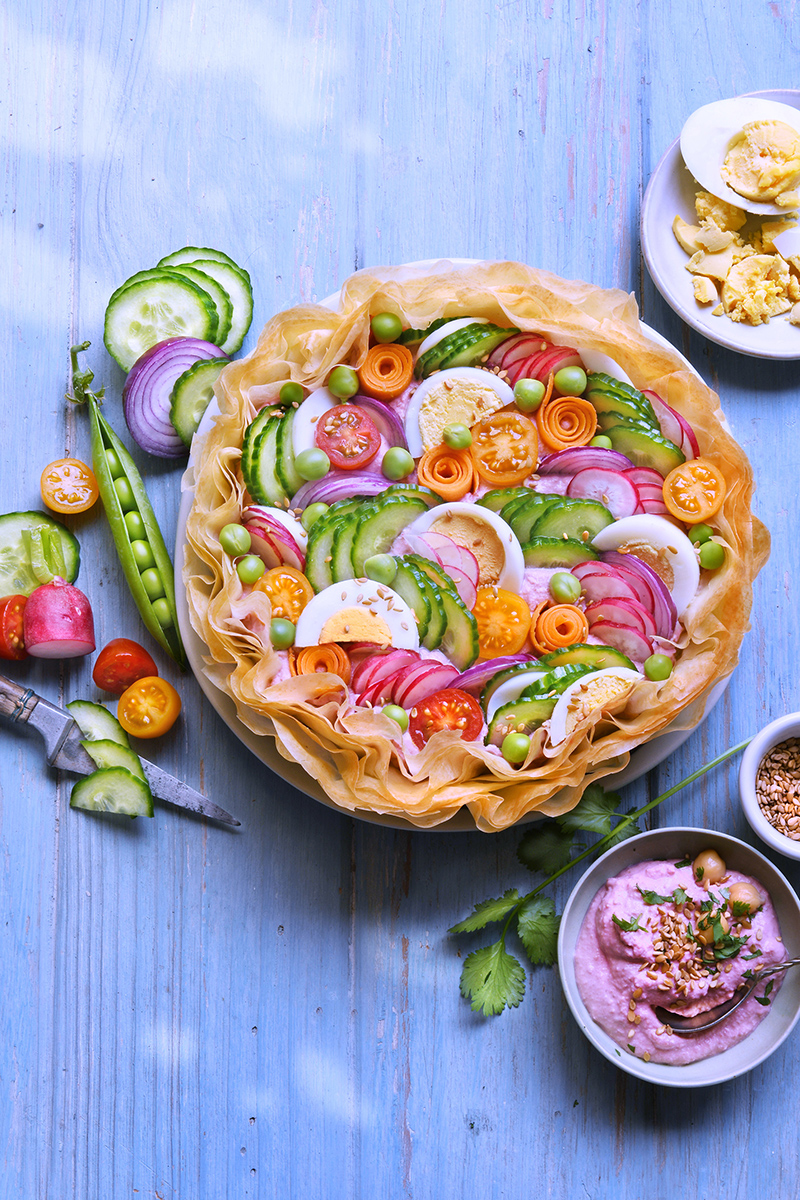 Tarte légumes houmous fromage frais