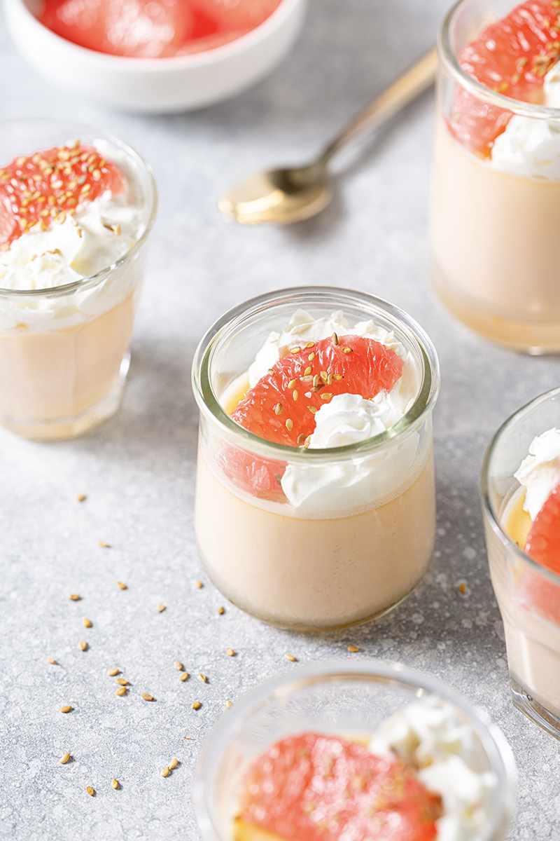 Posset Pamplemousse de Floride chocolat blanc sésame
