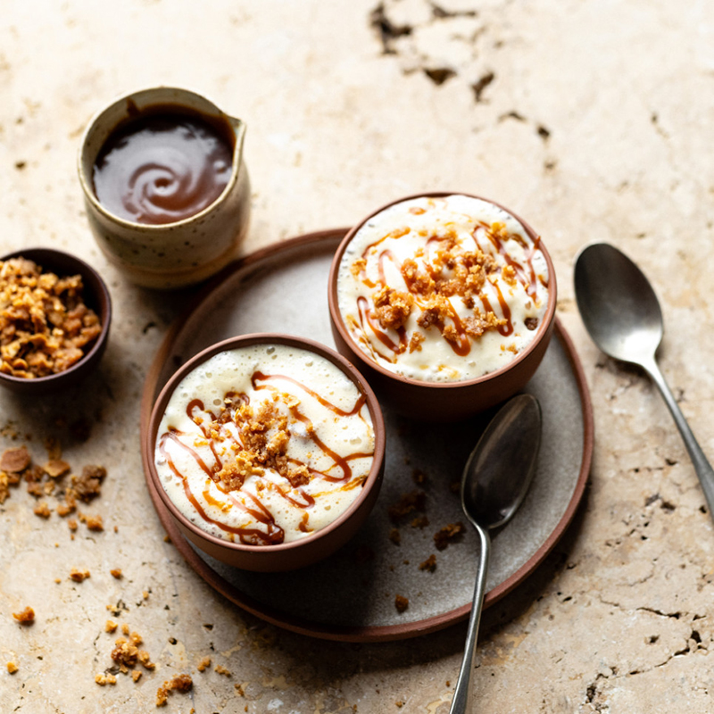 Crème brûlée mousseuse caramel beurre salé
