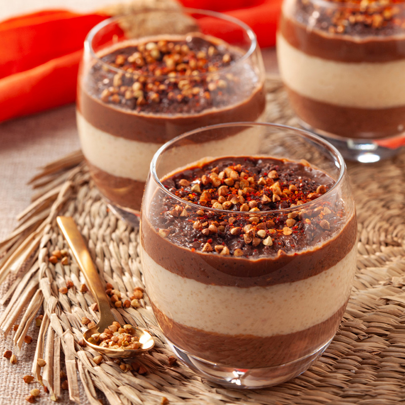 Panna cotta Tapioca Tipiak, chocolat noir piment d’Espelette